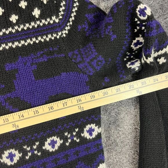 Ralph Lauren Purple Label Hand Knit Cashmere Fair Isle Black Purple NWOT M *Read - Picture 5 of 9